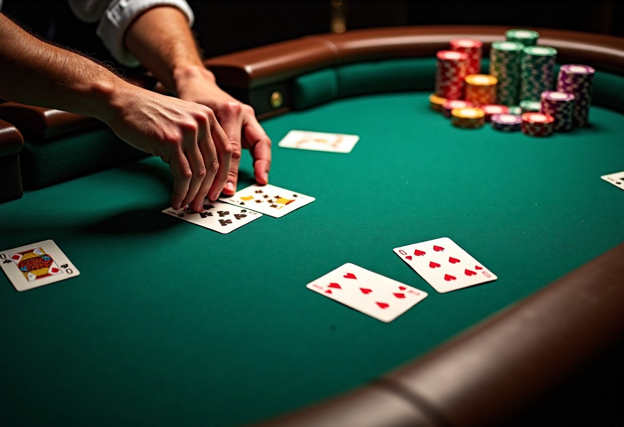 Professional poker table setup for corporate events